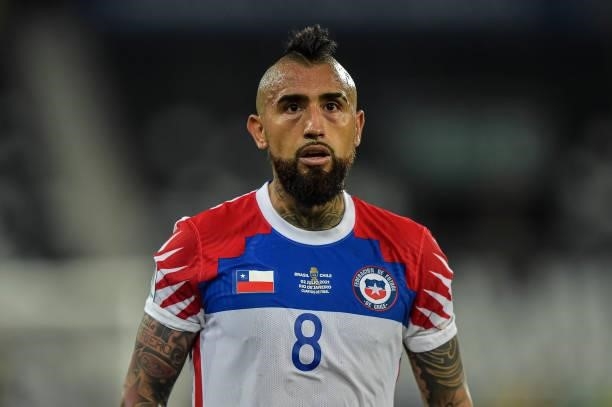 Vidal player from Chile during a match against Brazil at the Engenhão stadium, for the Copa America 2021, on July 02, 2021 in Rio de Janeiro, Brazil.