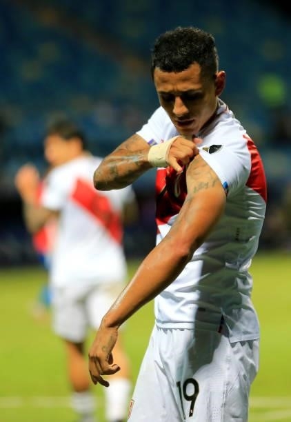 Yoshimar Yotun of Peru celebrates after scoring a goal during the Quarterfinal match between Peru and Paraguay as part of Conmebol Copa America...