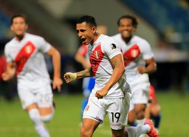 Yoshimar Yotun of Peru celebrates after scoring a goal during the Quarterfinal match between Peru and Paraguay as part of Conmebol Copa America...