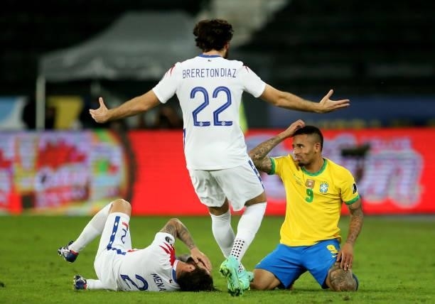 Gabriel Jesus of Brazil after the red card foul ,during the Quarterfinal match between Brazil and Chile as part of Conmebol Copa America Brazil 2021...