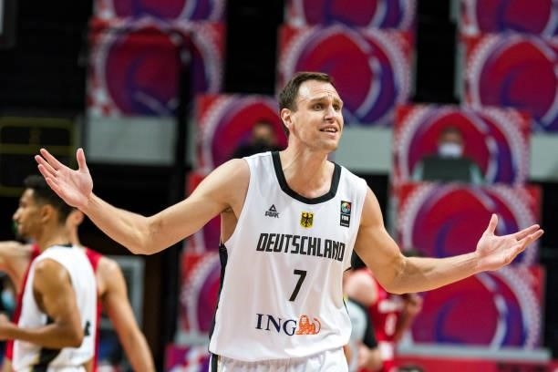 Johannes Voigtmann of Germany reacting during the 2020 FIBA Men's Olympic Qualifying Tournament game between Germany and Croatia at Spaladium Arena...