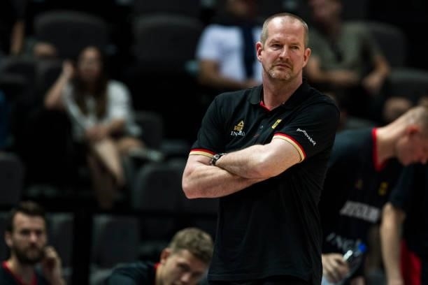 Germanys head coach Henrik Rodl reacting during the 2020 FIBA Men's Olympic Qualifying Tournament game between Germany and Croatia at Spaladium Arena...