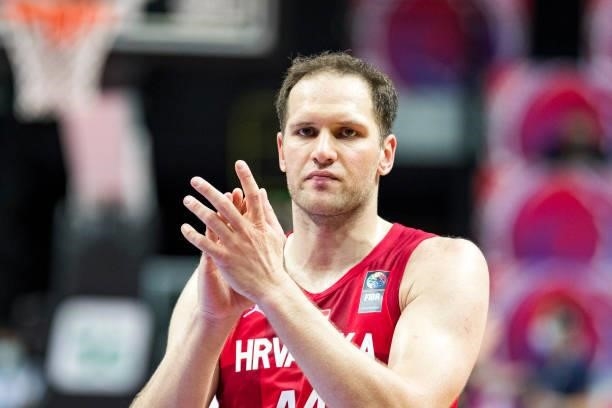 Bojan Bogdanovic of Croatia reacting after the 2020 FIBA Men's Olympic Qualifying Tournament game between Germany and Croatia at Spaladium Arena on...