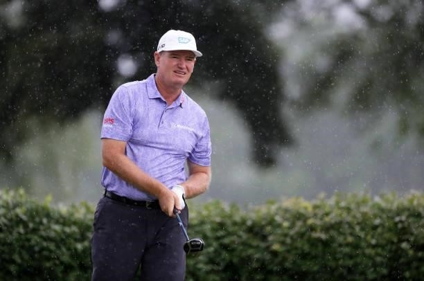 Ernie Els of South Africa watches his tee shot on the second hole during the second round of PGA TOUR Champions DICKS Sporting Goods Open at En-Joie...