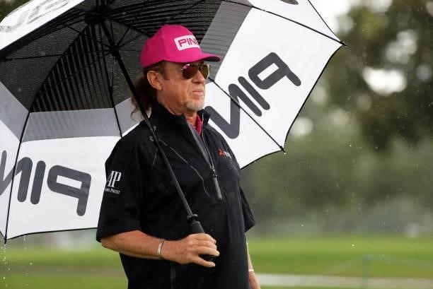 Miguel Angel Jimenez of Spain walks off the tee box on the second hole during the second round of PGA TOUR Champions DICKS Sporting Goods Open at...