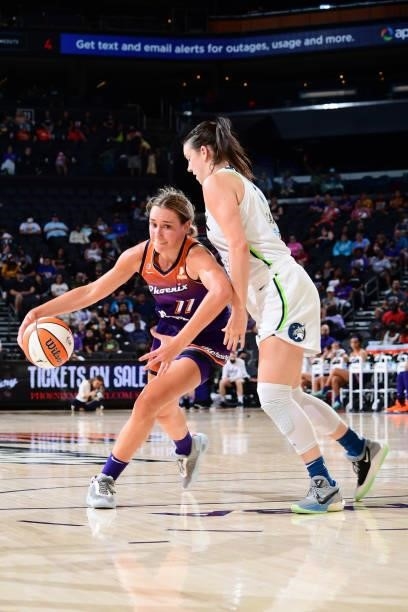 Alanna Smith of the Phoenix Mercury drives to the basket during the game against the Minnesota Lynx on July 3, 2021 at Phoenix Suns Arena in Phoenix,...