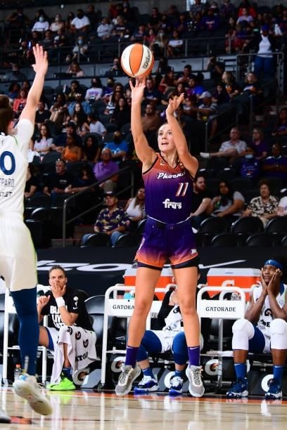 Alanna Smith of the Phoenix Mercury shoots the ball during the game against the Minnesota Lynx on July 3, 2021 at Phoenix Suns Arena in Phoenix,...