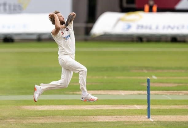 Gareth Berg of Northamptonshire in delivery stride during day one of the LV= Insurance County Championship match between Northamptonshire and...