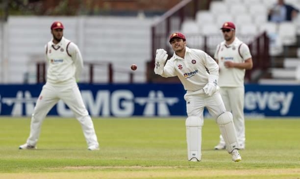 Ricardo Vasconcelos of Northamptonshire keeping wicket during day one of the LV= Insurance County Championship match between Northamptonshire and...