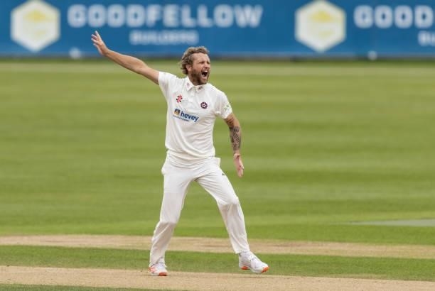 Gareth Berg of Northamptonshire appeals during day one of the LV= Insurance County Championship match between Northamptonshire and Yorkshire at The...
