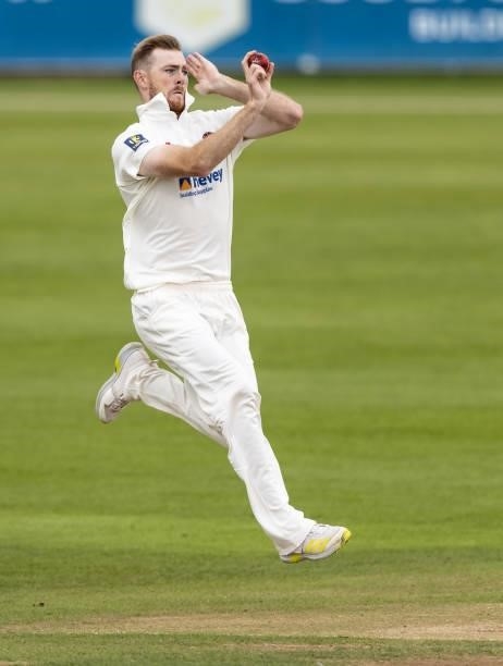 Tom Taylor of Northamptonshire in delivery stride during day one of the LV= Insurance County Championship match between Northamptonshire and...