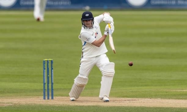 Sam Northeast of Yorkshire drives during day one of the LV= Insurance County Championship match between Northamptonshire and Yorkshire at The County...