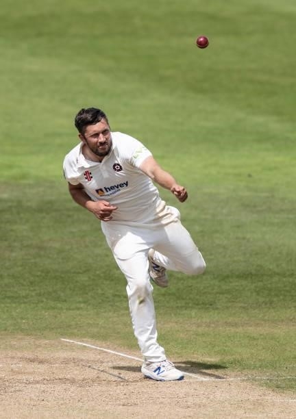 Simon Kerrigan of Northamptonshire in delivery stride during day one of the LV= Insurance County Championship match between Northamptonshire and...
