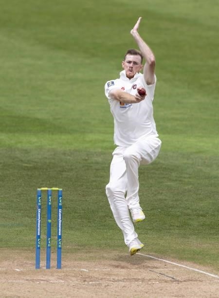 Tom Taylor of Northamptonshire in delivery stride during day one of the LV= Insurance County Championship match between Northamptonshire and...