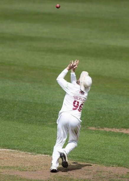 Charlie Thurston of Northamptonshire takes a catch to dismiss Gary Ballance of Yorkshire during day one of the LV= Insurance County Championship...
