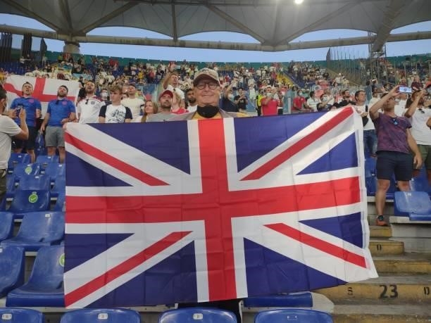England fans arrive at the stadium before the Euro 2020 Ukraine vs England match in Rome, Italy, 3 July 2021.
