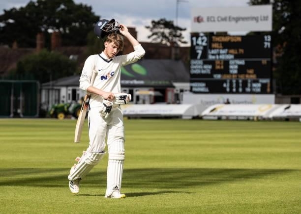 George Hill of Yorkshire at the end of his innings of 71 runs during day one of the LV= Insurance County Championship match between Northamptonshire...