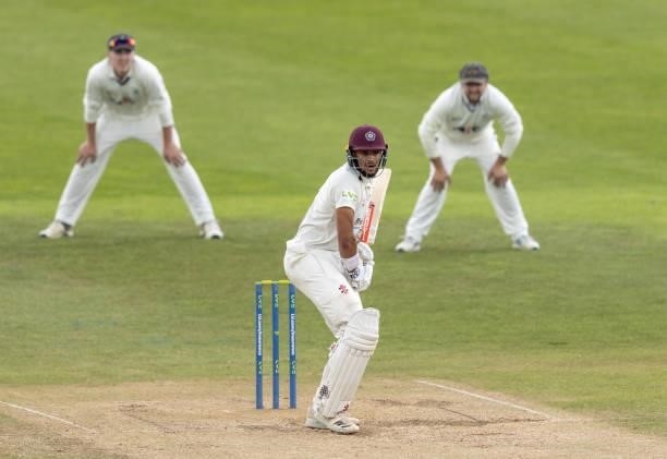 Emilio Gay of Northamptonshire takes guard during day one of the LV= Insurance County Championship match between Northamptonshire and Yorkshire at...
