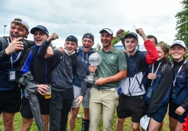 Kilkenny , Ireland - 4 July 2021; Lucas Herbert of Australia celebrates after winning the Dubai Duty Free Irish Open Golf Championship at Mount...