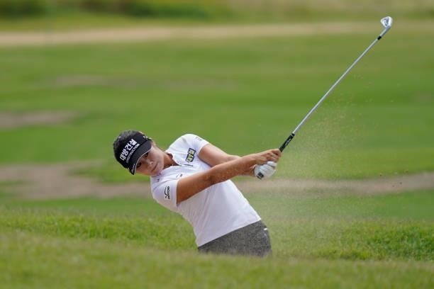 Jeongeun Lee of Korea hits to the first hole during the final round of the Volunteers of America Classic at the Old American Golf Club on July 4,...