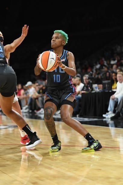 Courtney Williams of the Atlanta Dream looks to shoot the ball against the Las Vegas Aces on July 4, 2021 at Michelob ULTRA Arena in Las Vegas,...