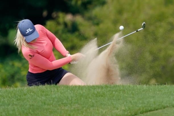 Matilda Castren of Finland hits from a bunker on the with hole during the final round of the Volunteers of America Classic at the Old American Golf...