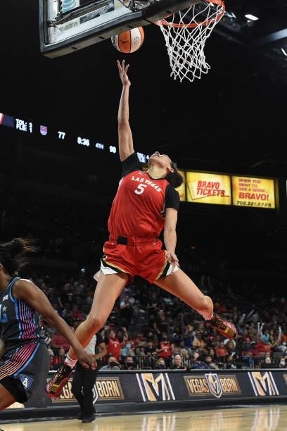 Dearica Hamby of the Las Vegas Aces shoots the ball against the Atlanta Dream on July 4, 2021 at Michelob ULTRA Arena in Las Vegas, Nevada. NOTE TO...