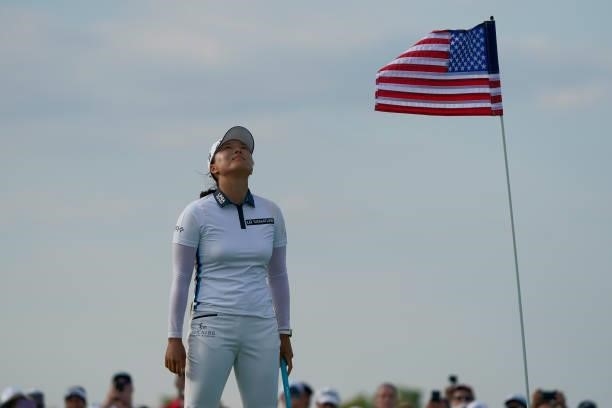 Jin Young Ko of Korea celebrates after winning the Volunteers of America Classic at the Old American Golf Club on July 4, 2021 in The Colony, Texas.