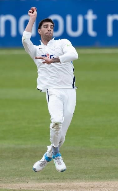Duanne Olivier of Yorkshire in delivery stride during day two of the LV= Insurance County Championship match between Northamptonshire and Yorkshire...