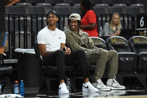 Terance Mann of the LA Clippers attends a game between the Atlanta Dream and the Las Vegas Aces on July 4, 2021 at Michelob ULTRA Arena in Las Vegas,...