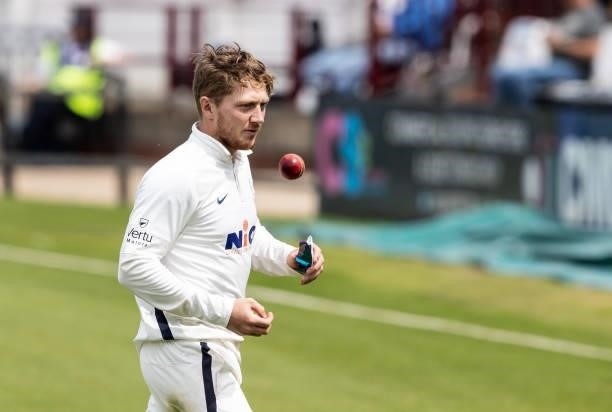 Dominic Bess of Yorkshire leaves the field at the end of the innings having taken seven wickets for 43 runs during day two of the LV= Insurance...