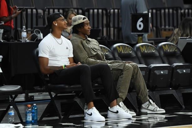 Terance Mann of the LA Clippers attends a game between the Atlanta Dream and the Las Vegas Aces on July 4, 2021 at Michelob ULTRA Arena in Las Vegas,...