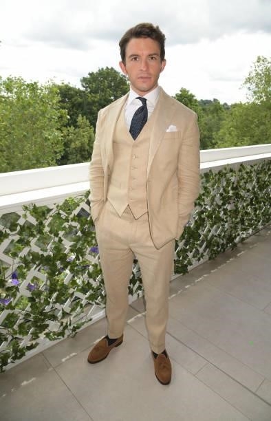Jonathan Bailey, wearing Polo Ralph Lauren, attends the Polo Ralph Lauren & British Vogue day during Wimbledon at All England Lawn Tennis and Croquet...