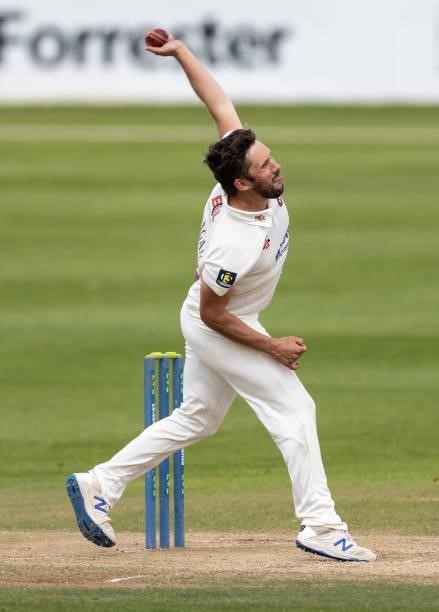 Simon Kerrigan of Northamptonshire in delivery stride during day two of the LV= Insurance County Championship match between Northamptonshire and...