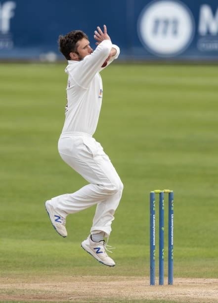 Simon Kerrigan of Northamptonshire in delivery stride during day three of the LV= Insurance County Championship match between Northamptonshire and...