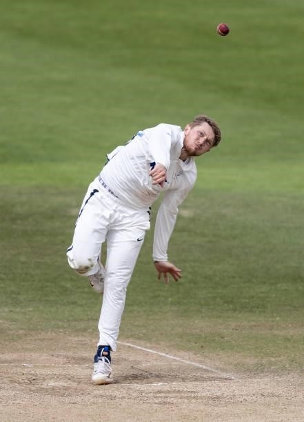 Dominic Bess of Yorkshire in delivery stride during day three of the LV= Insurance County Championship match between Northamptonshire and Yorkshire...
