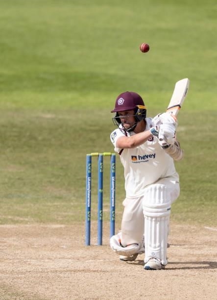 Simon Kerrigan of Northamptonshire batting during day three of the LV= Insurance County Championship match between Northamptonshire and Yorkshire at...
