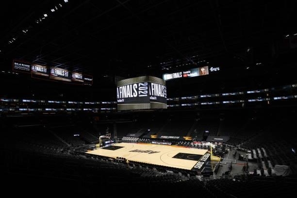 An overall view of the Phoenix Suns Arena before the game between the Milwaukee Bucks and the Phoenix Suns during Game One of the 2021 NBA Finals on...