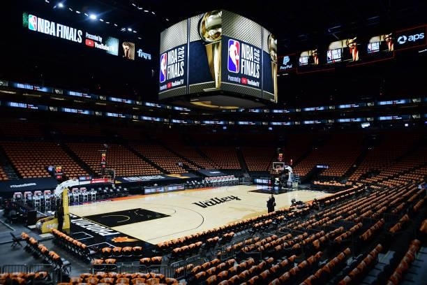An overall view of Phoenix Suns Arena before Game One of the 2021 NBA Finals between the Milwaukee Bucks and the Phoenix Suns on July 6, 2021 in...