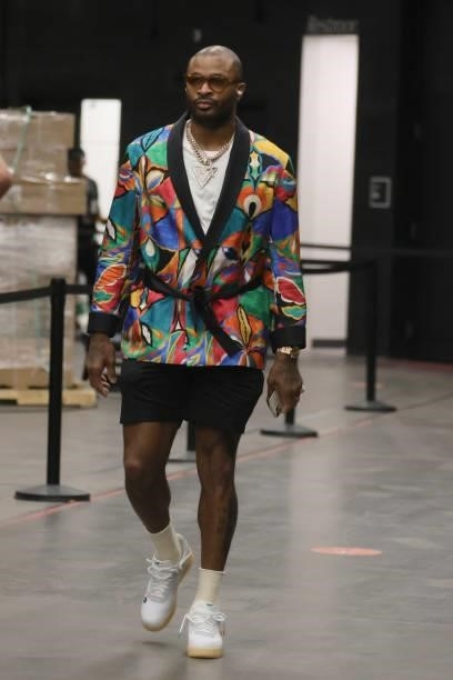 Tucker of the Milwaukee Bucks arrives to the arena prior to the game against the Phoenix Suns during Game One of the 2021 NBA Finals on July 6, 2021...