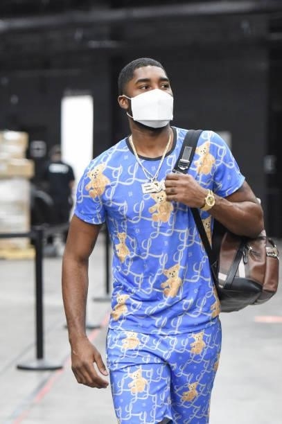 Twaun Moore of the Phoenix Suns arrives to the arena before the game against the Milwaukee Bucks during Game One of the 2021 NBA Finals on July 6,...
