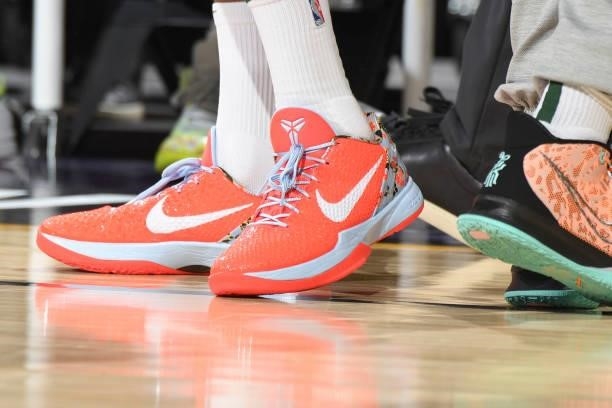 The sneakers worn by P.J. Tucker of the Milwaukee Bucks during the game against the Phoenix Suns during Game One of the 2021 NBA Finals on July 6,...