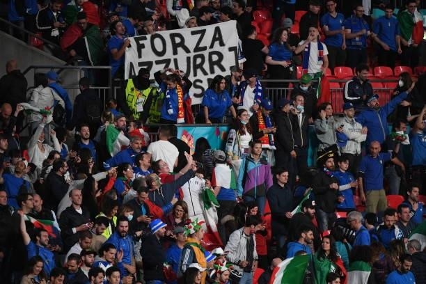 Italian supporters celebrate the win at penalty shoot out with Spain during the UEFA Euro 2020 Championship Semi-final match between Italy and Spain...