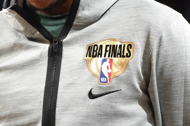The warm up jacket of the Milwaukee Bucks before the game against the Phoenix Suns during Game One of the 2021 NBA Finals on July 6, 2021 at Phoenix...