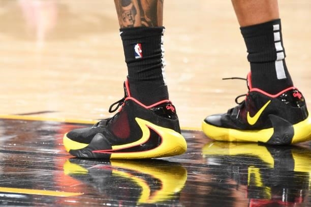 The sneakers worn by Cameron Payne of the Phoenix Suns during the game against the Milwaukee Bucks during Game One of the 2021 NBA Finals on July 6,...