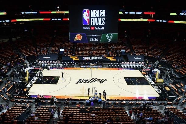 An overall view of Phoenix Suns Arena during Game One of the 2021 NBA Finals between the Milwaukee Bucks and the Phoenix Suns on July 6, 2021 in...