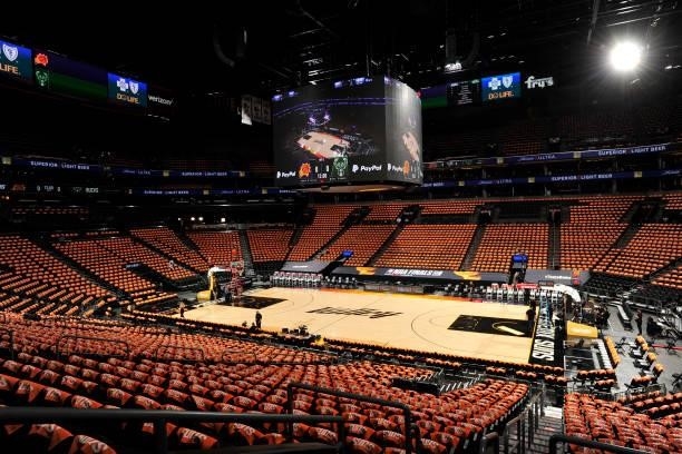 An overall view of the arena before the game between the against the Phoenix Suns and the Milwaukee Bucks during Game One of the 2021 NBA Finals on...