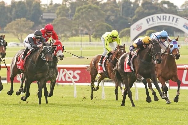 Lady In The Sky ridden by Fred Kersley wins the Ladbrokes Switch Handicap at Ladbrokes Park Hillside Racecourse on July 07, 2021 in Springvale,...