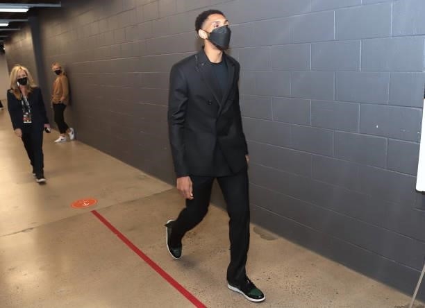 Cameron Payne of the Phoenix Suns arrives for the game against Milwaukee Bucks during Game One of the 2021 NBA Finals on July 6, 2021 at Phoenix Suns...