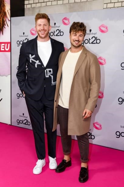 Lars Toensfeuerborn and Nicolas Puschmann during the got2b Make-up Launch Event at Michelberger Hotel on July 8, 2021 in Berlin, Germany.